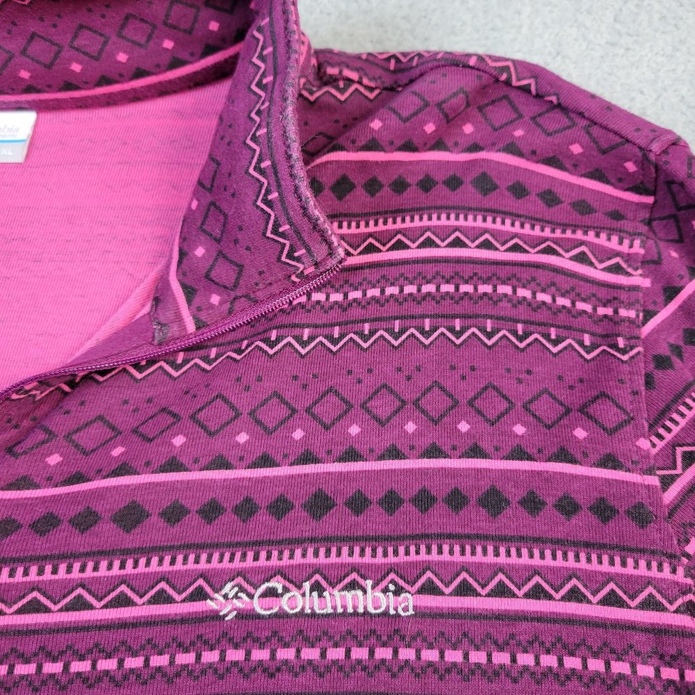Columbia 1/4 Zip Pullover Women's Size XL Long Sleeve Stripe Design Purple Pink - Picture 4 of 12